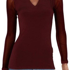 INC Illusion-sleeve V-neck Top - Size M